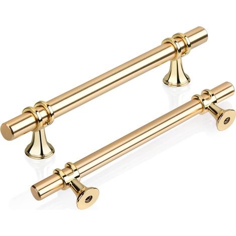 YMYNY Möbelknöpfe in T-Form, 128 mm, goldfarben, für Küchentüren, Küchenschrankgriffe, Schubladengriffe, T-Knöpfe, 190 cm, 6er-Pack (1/4)