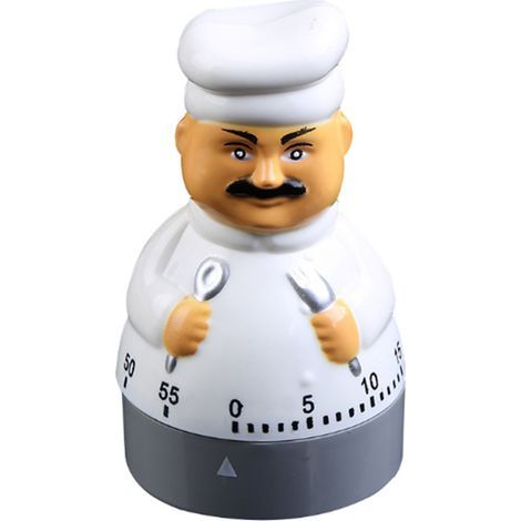 Minuteur de cuisine, minuteur de cuisson, minuteur mécanique à compte à rebours de 60 minutes, minuteur en forme de chef (1/4)