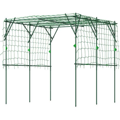 Treillis en acier à emboîter, antirouille, support pour plantes grimpantes, espalier, 223 x 223 x 223 cm, arche pour rosiers, vert (1/5)