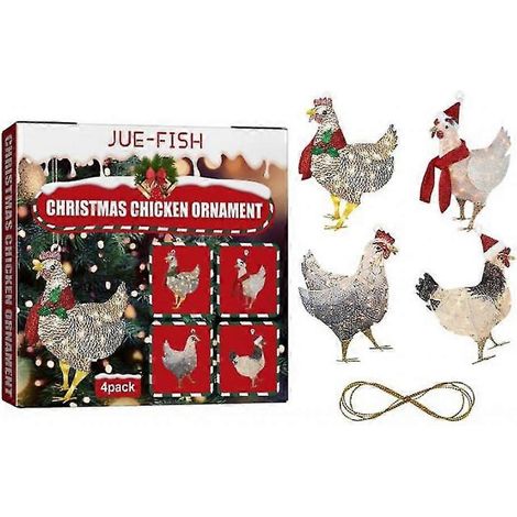Décorations de Noël : Poulet, Poulet avec écharpe, Pendentif coq, Décoration de Noël (1/4)