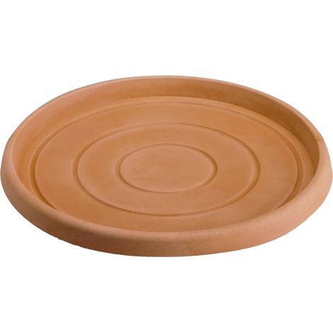 Untersetzer für runder Topf aus Harz, mit Dekoration, für Blumen und Pflanzen 'Made in Italy -Ø 34.5 für Topf Ø 55 cm / Terrakotta