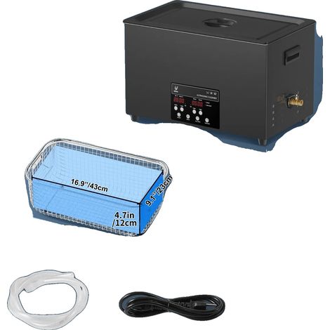 Nettoyeur Ultrasonique, 600W de Puissance, Panneau de Contrôle Numérique, 22L, Prise EU 220V-240V (1/2)