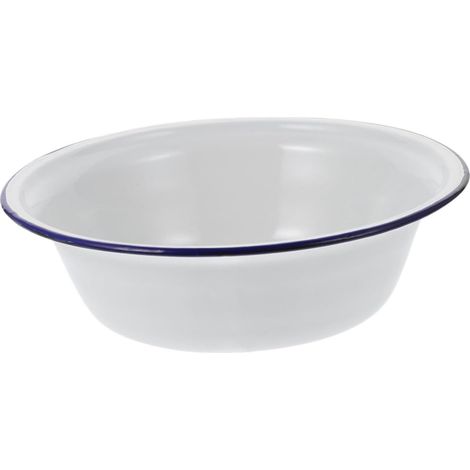 Bol Émaillé Épais Multi-usage Blanc Cuisine, Bassine à Soupe Rétro en Émail pour Conservation des Aliments (1/5)