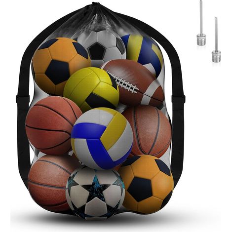 1 Sac de rangement filet, cordon de serrage, bandoulière réglable, polyester, pour football rugby volley-ball