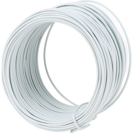 Fil de ligature en fer galvanisé de 1,2 mm de diamètre et de 28 m de longueur, coupe rond, flexible et sécable, pour l'industrie des télécommunications, blanc. (1/5)