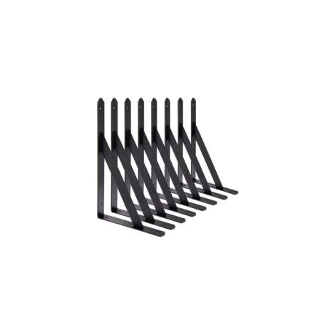 BR-Vie Wandregalhalterungen, 8 Stück 90°-Dreieck-Stahlhalterungen, 200 mm x 120 mm Regalhalterungen, Eckverstrebung (Schwarz) - Crezuo (1/4)