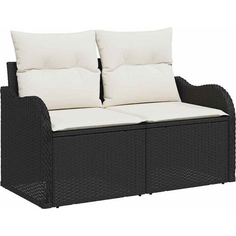 Garden Sofa Set with Storage 8 pcs Black Poly rattan vidaXL