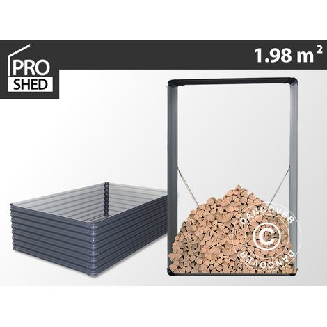 Stockage pour bois, parterre de fleurs surélevé 1,10x0,52x1,80m, 1,98m², ProShed®, Anthracite (1/5)
