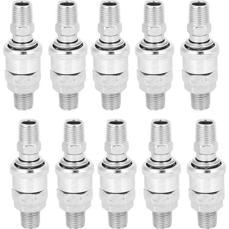 Connecteur de compresseur d'air, 10 pièces, barbe autobloquante, type C mâle femelle, dégagement rapide pour tuyau en PU (1/5)
