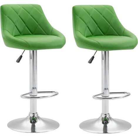 2x Taburetes de bar giratorios sintéticos verdes con reposapiés TDB10081