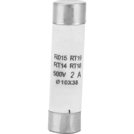 Lot de 10 fusibles cylindriques à pouvoir de coupure élevé avec indicateur de tension 10x38 380-500 V CA 2 A (1/5)