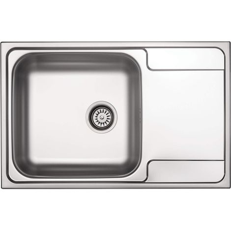 Évier de cuisine encastrable en acier inoxydable avec 1 cuve et égouttoir, 79 x 50 cm, finition inox - Jaldy