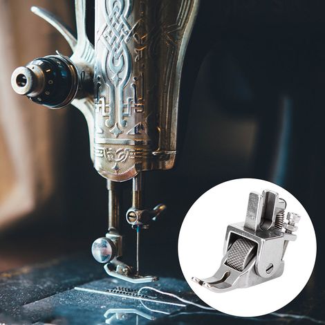 Semelle presseur à roue dentée réglable pour machine à coudre, en métal robuste et durable. (1/4)