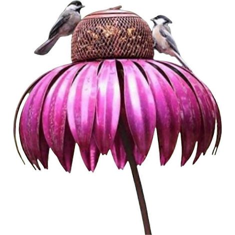 Mangeoire à oiseaux en forme de fleur avec support pour jardin extérieur (1/5)