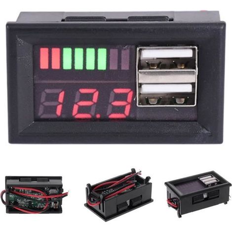 1 pièce Jauge de carburant, voltmètre 12 V avec double port USB, affichage numérique, panneau de contrôle batterie pour voiture (1/4)