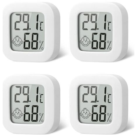 4 Pack Thermometre Interieur Mini Thermomètre Hygrometre Haute Précision Température Hygromètre Moniteur avec Air icône Confortable pour Cuisine Chambre de Bébé Serre Entrepôt Bureau (1/5)