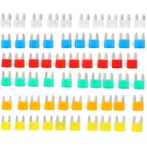Lot de 60 fusibles automobiles miniatures à lames argentées en plastique, pour la protection intérieure de votre véhicule. (1/5)