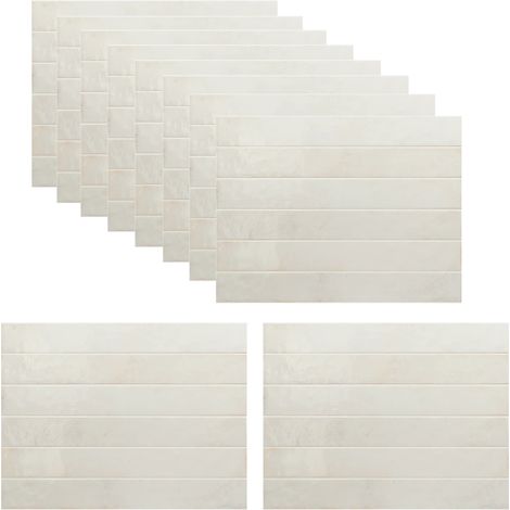 Lot de 10 carreaux autocollants brillants style métro, mosaïque en brique, à coller sur dosseret pour cuisine, camping-car, buanderie, mur d'accent (1/5)