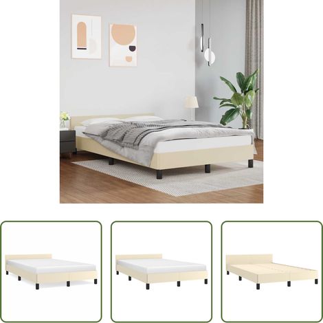 Kopfteil - Bettgestell mit Kopfteil ohne Matratze Creme 120x200 cm (1/5)