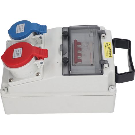 Baustellen-Stromverteiler, 5-polig, tragbar, mit 1 Schuko-Steckdose (230 V oder 400 V AC). (1/5)