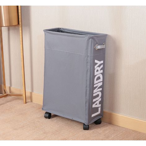 HONORNIC - Panier à linge pliable à roulettes, panier de rangement d'angle fin et pliable