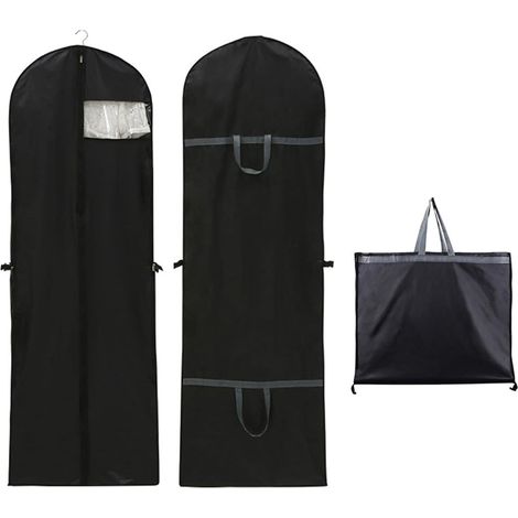 Lot de 1 housse longue pour robe, sac de vêtement anti-poussière et anti-mites, housse pliable pour robe de mariée, manteaux, robes, chemises, costumes et vestes pour rangement (1/5)