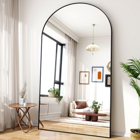 Koonmi miroir arquée sur pied ou mural - pleine hauteur – 96 x 195 cm – Noir (1/2)
