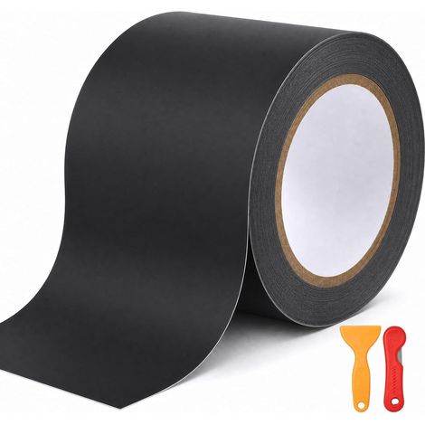 Film de protection de peinture autocollant pour voiture, 5 cm x 9 m, noir mat, avec grattoir et outil de coupe, protection universelle de seuil de porte (noir mat, 10 cm x 9 m) (1/5)
