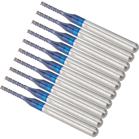 10 Stück Hartmetall-Fräser, blauer Schaftfräser, Gravierfräser für CNC-Leiterplattenmaschinen (1,4 mm) (1/5)