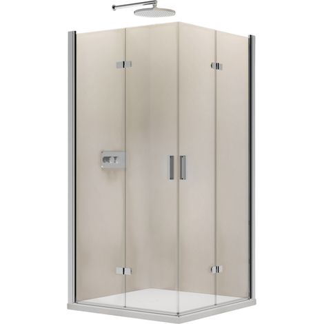 BERNSTEIN - Box doccia angolare 100x80x190cm (LxPxH) vetro 8mm, 2 ante pieghevoli, profilo cromato - NT213	100 cm, 80 cm, cromo