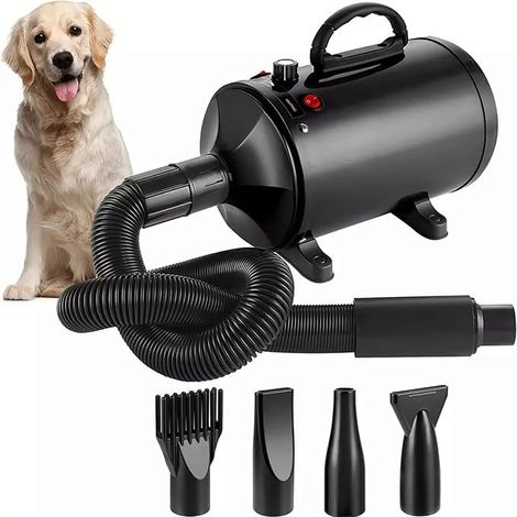 Dog Blower Dog Dryer Hairdryer Grooming Hair Dryer for Dogs 2800W Pet Hair Dryer Continuous Speed and Adjustable Temperature with 4 Nozzles (Black) (1/5)
