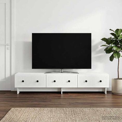 vidaXL Mueble de TV con cajón 147 x 34,5 x 30 cm Madera de Ingeniería (1/5)