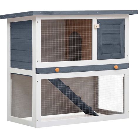Outdoor Rabbit Hutch 1 Door Grey Wood vidaXL (1/5)