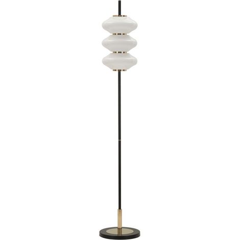 Lampada da terra Vintage in ferro e vetro nero, oro e bianco, 168 cm (1/5)