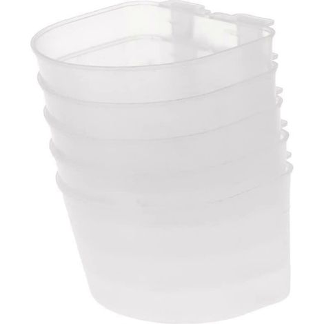 Cage à oiseaux, lot de 5 mangeoires en plastique pour perroquets, conures, calopsittes et inséparables, blanc. (1/5)