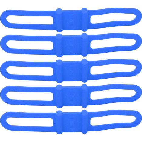 DUUTI 5 sangles en silicone pour guidon de vélo, fixation de lampe cycliste, support universel, rubans bleus. (1/5)