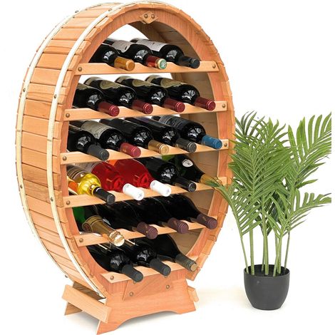 DanDiBo Weinregal Holz Stehend Weinfass 24 Flaschen Natur Flaschenregal Flaschenhalter Fass