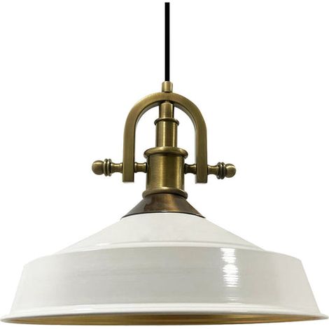 Handbemalte Industrielle Hängeleuchte aus Weiß Metall – Vintage-Kronleuchter E27 Ø41 cm für Wohnzimmer, Schlafzimmer Oder Esszimmer (1/5)