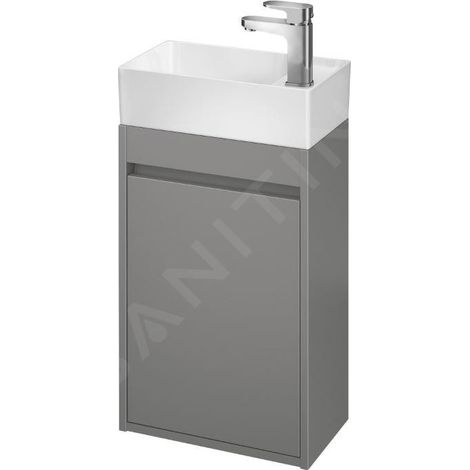 Cersanit Crea - Meuble-lavabo, 59x39x22 cm, 1 porte, charnières G/D, gris S924-014 (1/4)