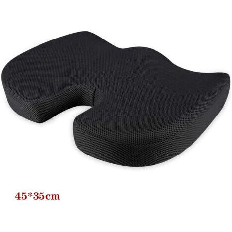 Coussin de siège orthopédique pour le coussin du coccyx fabriqué à partir de modèles de mailles en mousse visco-mémoire optimisées (noir) (1/4)