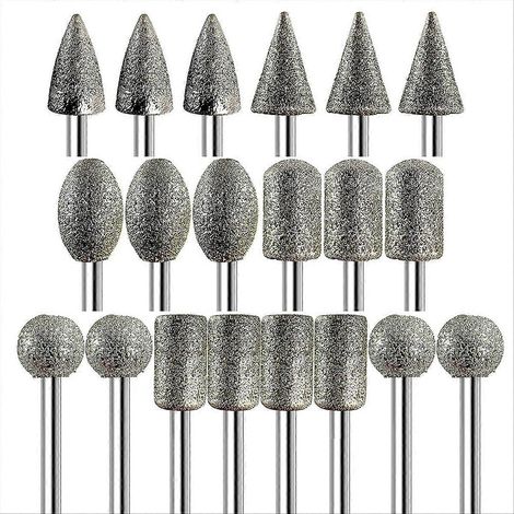 Diamantfräser für Rotationswerkzeuge, 20 Stück, 3,2 mm (1/8 Zoll) Schaft, Körnung 120, für Stein, Glas und Harz. (1/5)