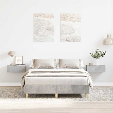vidaXL Giroletto senza Materasso Grigio Cemento 140x190 cm Truciolato