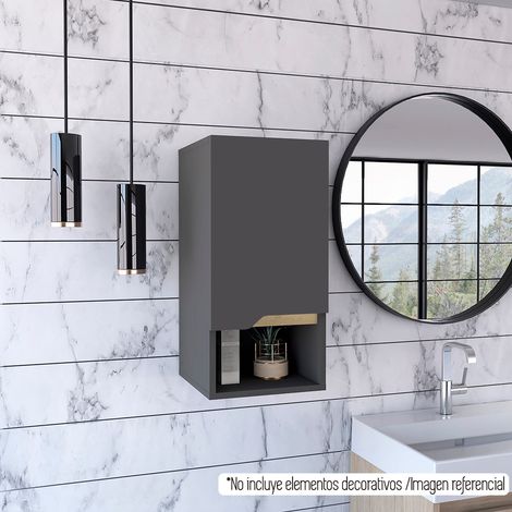 Armoire de toilette Laurent, avec étagères 62 CM H X 30.1 CM L X 33 CM P. Plomb / Dune (1/4)