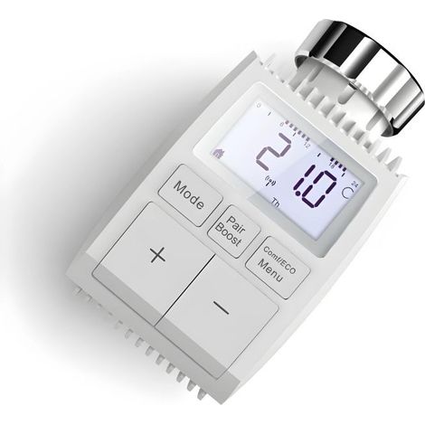Silumen – Tête thermostatique connectée ZigBee avec écran LCD – Contrôle à distance via application – Modes auto, manuel, antigel – Plage 5°C à 30°C (1/5)