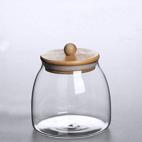 (Taille M) Ensemble de bouteilles de conservation en verre écologique avec bouchon en bois, grande capacité (1/5)