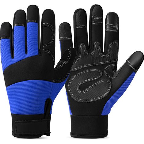 Gants de Jardinage Tactiles - Superfibre - Anti-Dérapants - Respirants - Taille XL - Noir et Bleu (1/5)