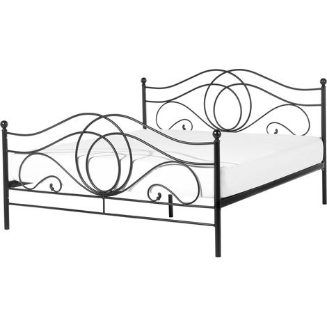 Bett mit Lattenrost Metall LYRA 160 x 200 cm Schwarz