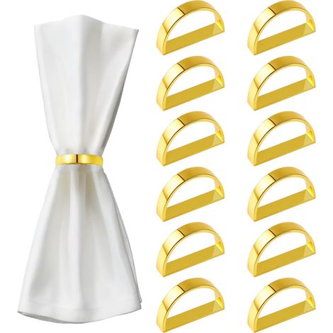 Lot de 12 ronds de serviette demi-cercle dorés (1/5)