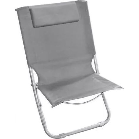 TRADE SHOP - Spiaggina Con Cuscino Per Testiera Grigio 57x47x95 Cm Pieghevole Portatile 281017 - (1/5)
