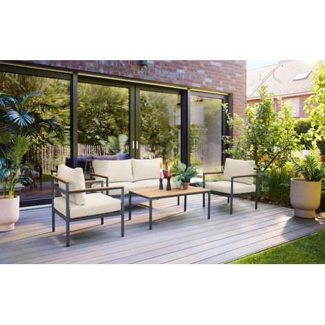 Primaster Gartenmöbel-Set Positano Holz/Alu Lounge Set Gartenmöbel Sitzgruppe (1/3)